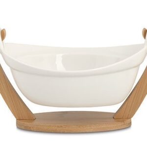 Ciotola in Porcellana con supporto in Bamboo 25 cm x h 15 cm *