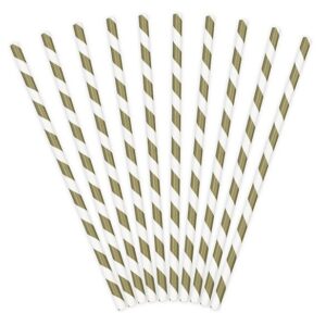 Cannucce in carta 19,5 cm Spirale Bianco e Oro 10 pz *