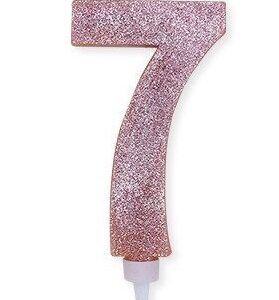 Candela Numero 7 Rosa Gold Glitter 15 cm *