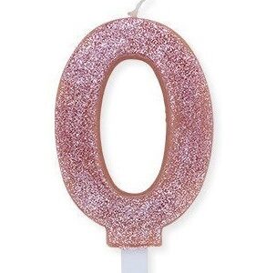 Candela Numero 0 Rosa Gold Glitter 9 cm *