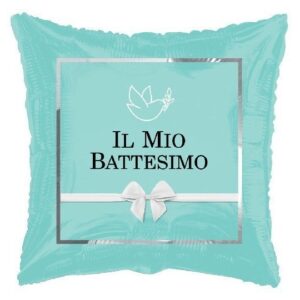 Palloncino Mylar Quadrato 18” Cleste Chic Il Mio Battesimo*