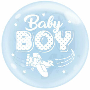 Palloncino Bubble 24” 61 cm Celeste Trasparente con stampa Baby Boy *