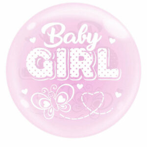 Palloncino Bubble 24” 61 cm Rosa Trasparente con stampa Baby Girl *