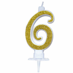 Candela 7 cm Glitter Oro numero 6 *