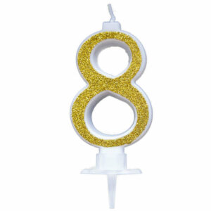 Candela 7 cm Glitter Oro numero 8 *