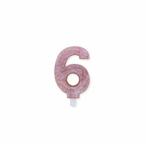 Candela Numero 6 Rosa Gold Glitter 9 cm *