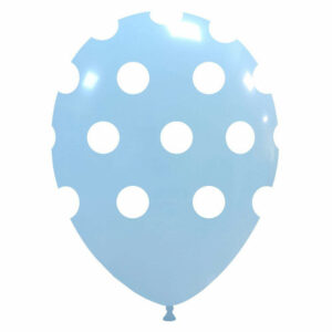 Palloncini in lattice 12” 30 cm Blu Baby con pois Bianchi 100 pz *