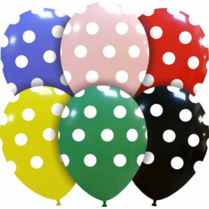 Palloncini in lattice 12” 30 cm Multicolor con pois Bianchi 100 pz*