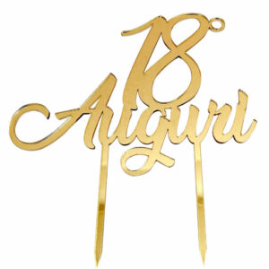 Cake Topper 18° Auguri Oro in Plexiglas *