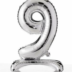 Palloncino Mylar Argento autoportante 70 cm numero 9 *