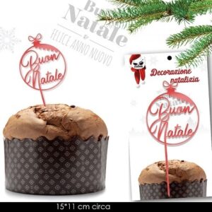 Cake Topper per Panettone diametro 11 cm Buon Natale *