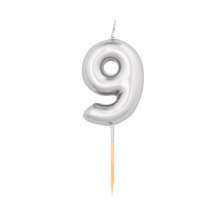 Candelina numero 9 Argento Metal 8 cm *