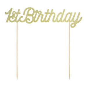 Cake Topper 1 Birthday Oro glitter *