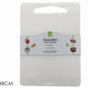 Tagliere Rettangolare in plastica bianco con manico 38×26,5 cm *