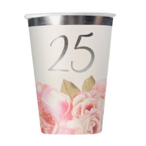 Bicchieri in carta 200 cc 25° Anniversario Floral 8 pezzi *
