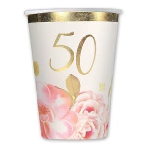 Bicchieri in carta 200 cc 50°Anniversario Floral 8 pezzi *