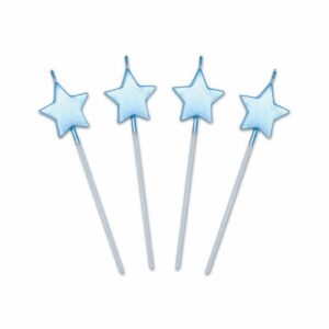 4 Candeline Pick Stelle Celeste Perla 13 cm *