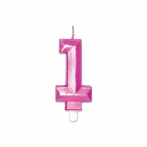 Candelina Diamant Fucsia Metal 9 cm numero 1 *