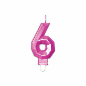 Candelina Diamant Fucsia Metal 9 cm numero 6 *