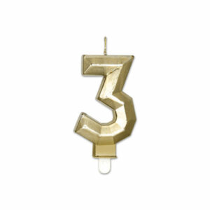 Candelina Diamant Oro Metal 9 cm numero 3 *