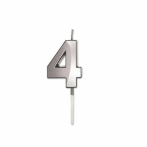 Candelina Prestige Argento Metal 9 cm numero 4 *