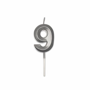 Candelina Prestige Argento Metal 9 cm numero 9 *