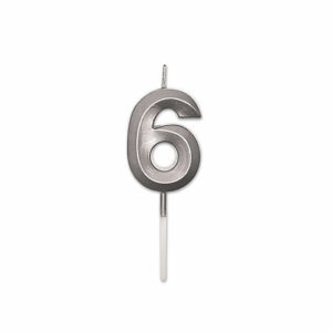 Candelina Prestige Argento Metal 9 cm numero 6 *