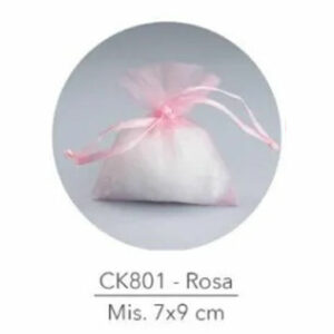 Sacchetto portaconfetti in Organza 7×9 cm Rosa 50 pezzi *