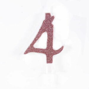 Candela 7 cm Glitter Rosa Gold numero 4 *