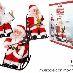 Babbo Natale seduto con luci movimento e suoni *