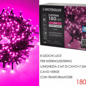 Serie Luci 180 LED Rosa Uso Esterno programmabili *