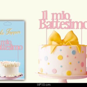 Cake Topper Il Mio Battesimo Rosa *