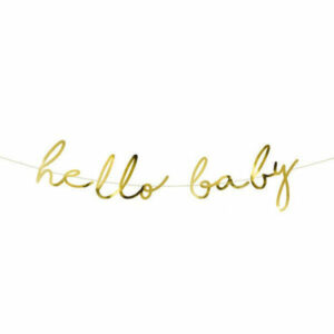 Festone Banner  in cartoncino oro Hello Baby 70 cm *