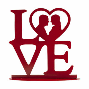 Cake Topper in metallo 19×19 cm scritta Love rossa *