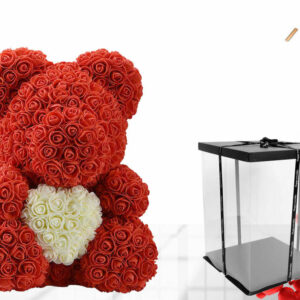 Orso 25 cm con cuore in plastica Rosso Bianco *