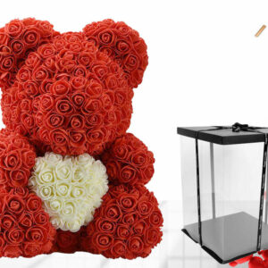 Orso 40 cm con cuore in plastica Rosso Bianco *