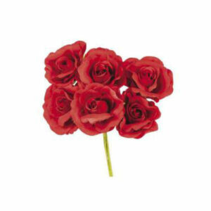 Fiore Rosa Singola Rossa – Mazzetto da 6 Rose diametro 5 cm *