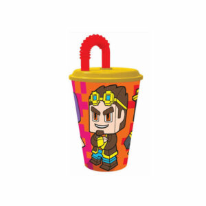 Bicchiere in plastica 430 ml con cannuccia Lyoner Gamer *