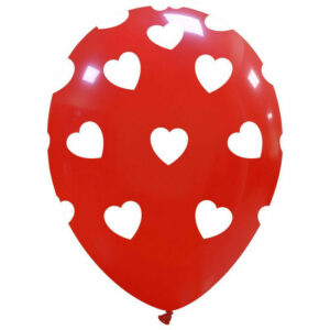 Palloncini in lattice 12” Rosso con cuori bianchi 20 pezzi *