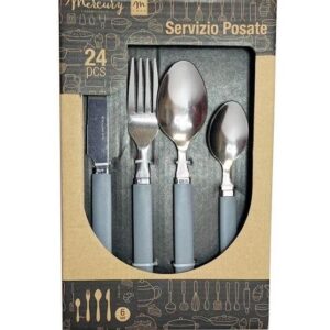 Set 24 posate in acciaio con manico grigio *