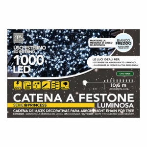 Catena 1000 Led a Festone Bianco Freddo con 8 giochi di luce *