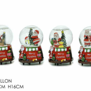 Carillon con palla di vetro con babbo natale 16 cm *