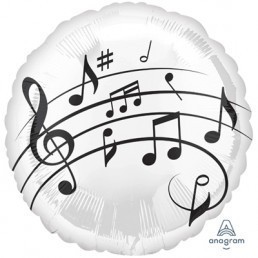 Palloncino Mylar Tondo Fantasia Note Musicali 43 cm