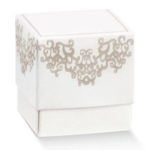 Scatolino in Cartoncino Fleur 5×5 cm altezza 5 cm Chantilly Bianco 10 pz *