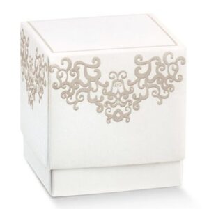 Scatolino in Cartoncino Fleur 7×7 cm altezza 7 cm Chantilly Bianco 10 pz *