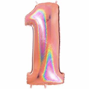 Palloncino Mylar Glitter 100 cm Rosa Gold numero 1*