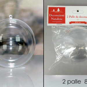 Set 2 Palline Trasparenti da decorare 80 mm *