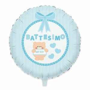 Palloncino Mylar 45 cm Battesimo Teddy Celeste *