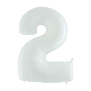 Palloncino Mylar 102 cm Bianco Fluo Numero 2*