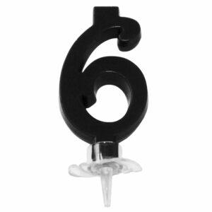 CANDELINA MINI 7 cm NERO numero 6 *